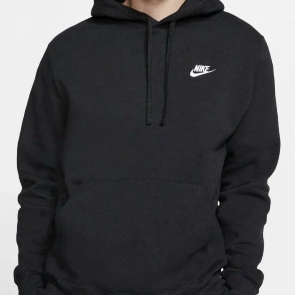 Nike NSW Club Fleece Pullover Hoodie BV2654-010 Black/White Men’s Sizes